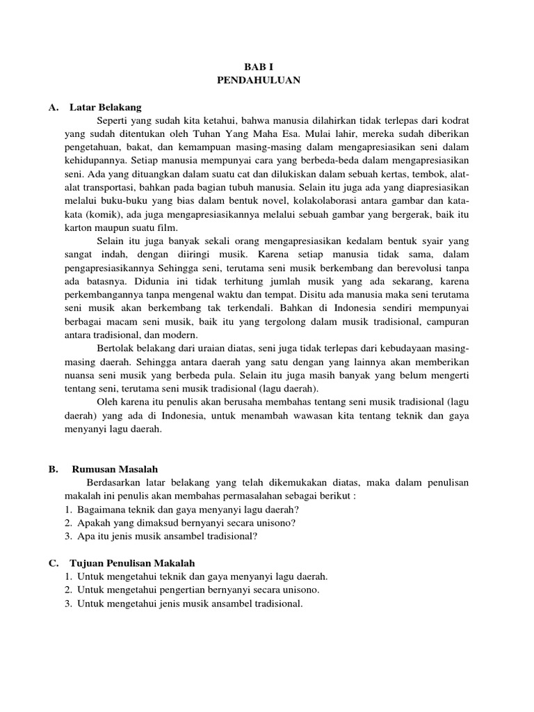 Makalah Teknik Dan Gaya Menyanyi Lagu Daerah