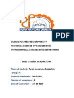 Mass Transfer Distillation Exp