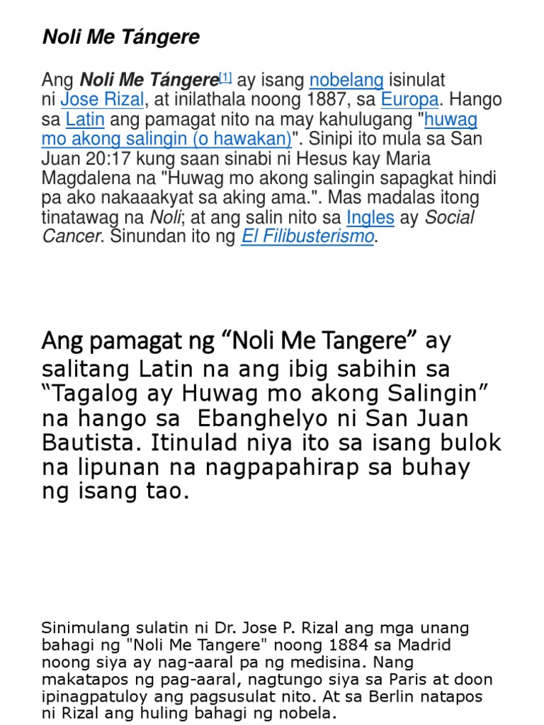 Noli Me Tangere Tungkol Saan - saan pantasya