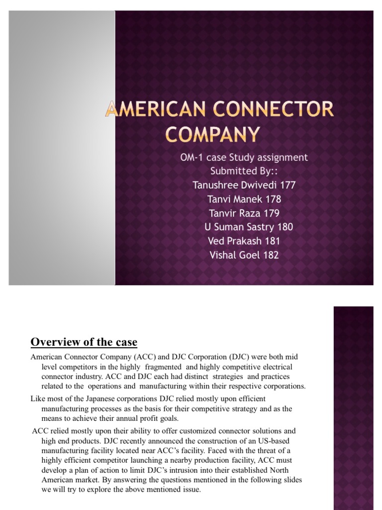 American Connector Company PDF Inventory Strategic Management