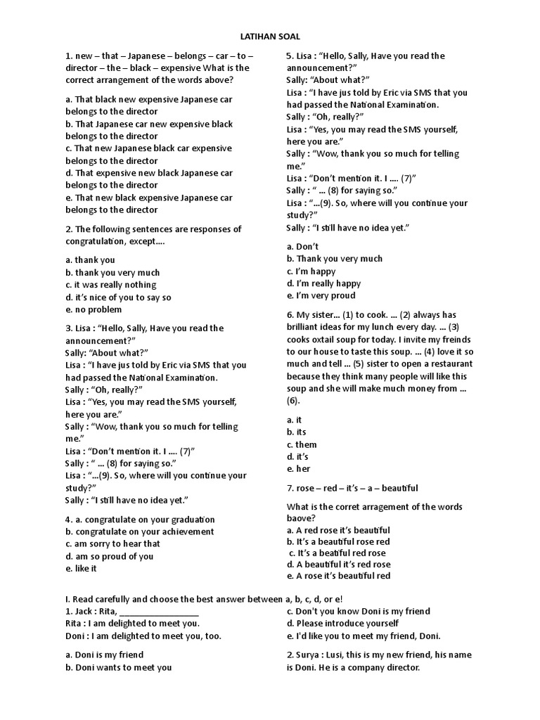 Random English Questions Practice | PDF