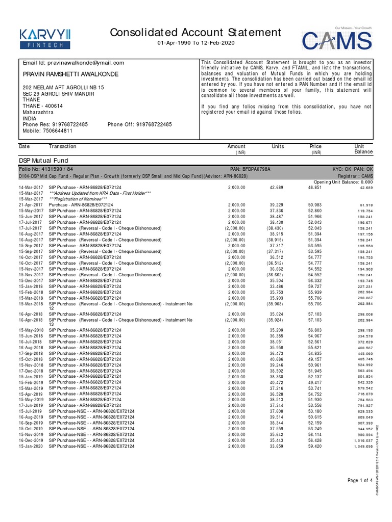 Folio 2430437 82 AllMonths | PDF | Mutual Funds | Financial Services