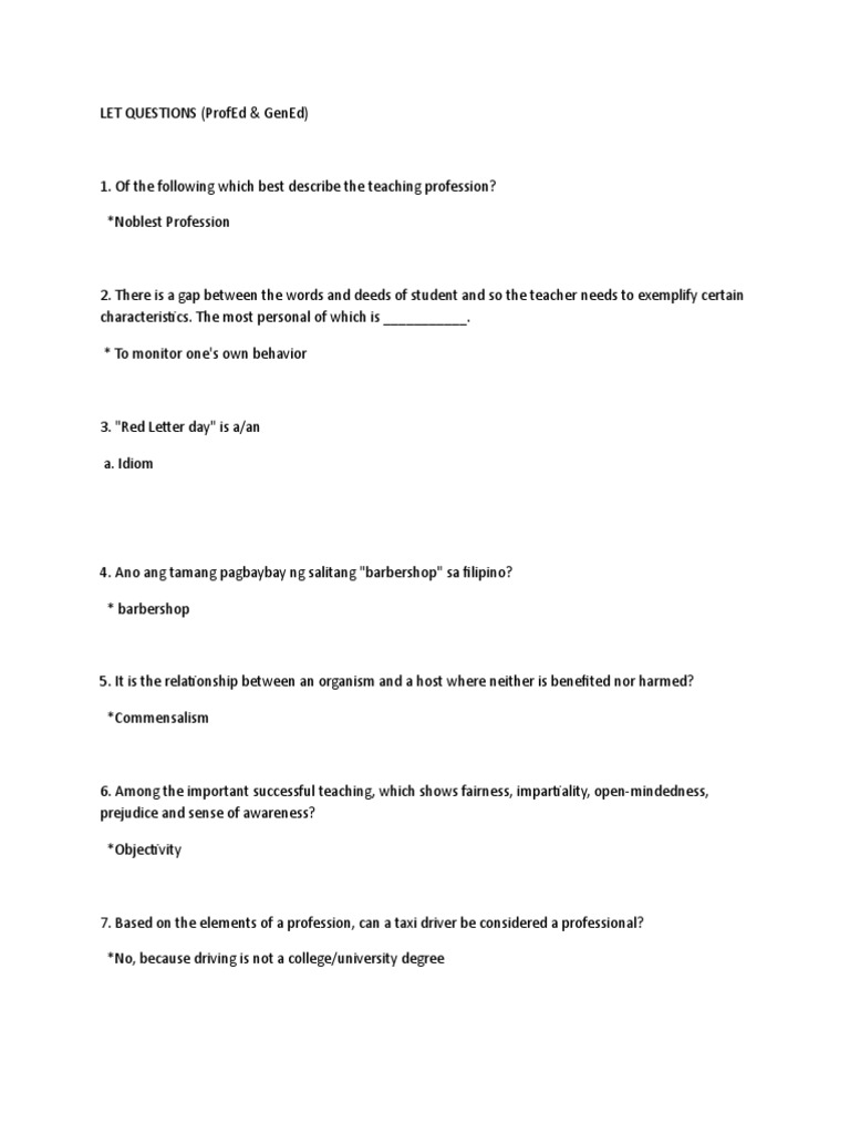 LET QUESTIONS (-WPS Office | PDF | Learning | Cognition