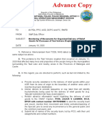 Memo To Lower - Monitoring of Movements For Organized Delivery of Relief Goods For Evacuees of Taal Volcano Eruption