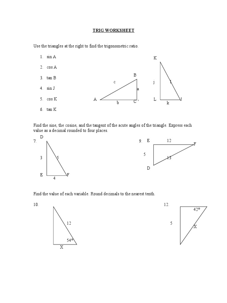 Trig Worksheet2 | PDF | Trigonometric Functions | Sine