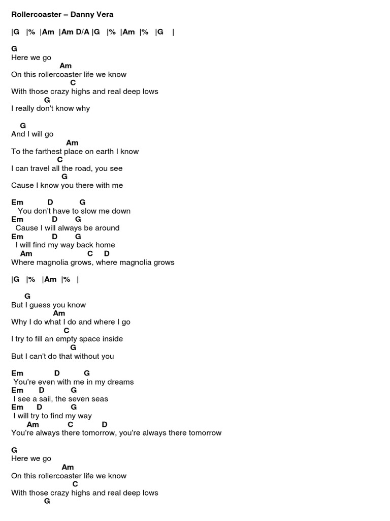Rollercoaster Danny Vera Chords