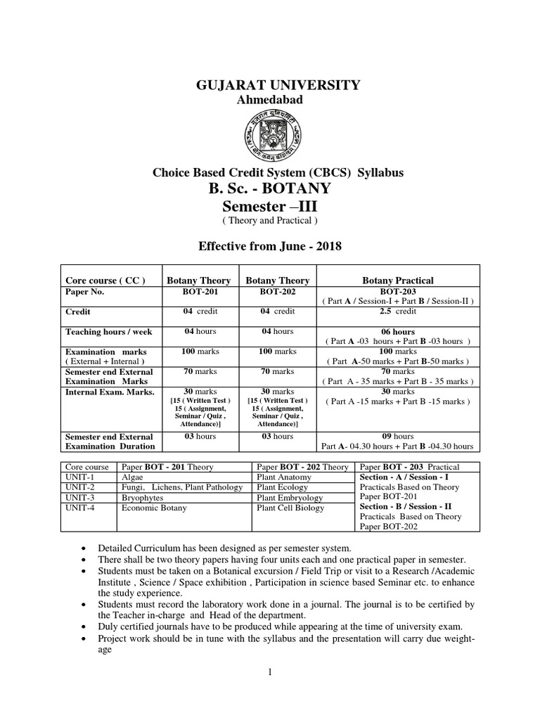 B.Sc. 3rd Semester Botany Syllabus | PDF | Botany | Plant Stem
