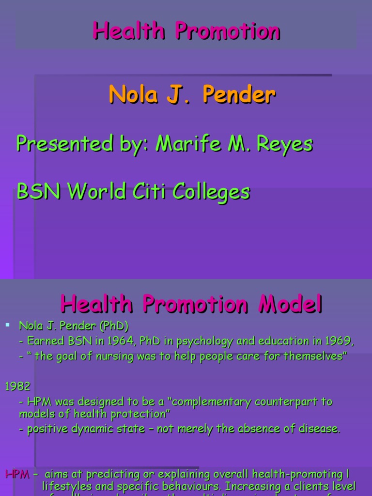 Health Promotion Model Overview | PDF | Behavior | Perception