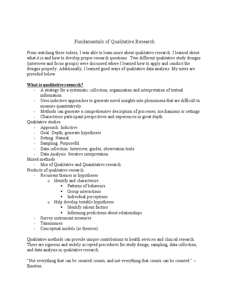 Fundamentals of Qualitative Research 1 | PDF | Qualitative Research ...
