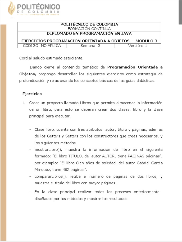 Ejercicios de POO en Java | PDF | Contraseña | Programación orientada a ...