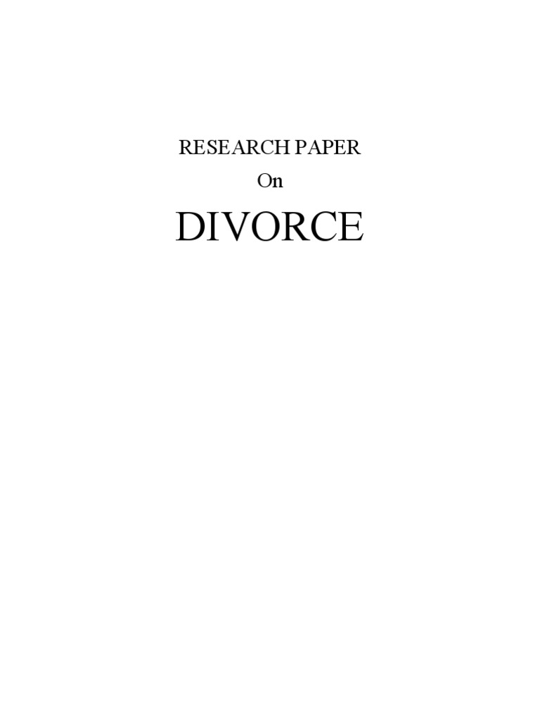 The impact of divorce on children research paper