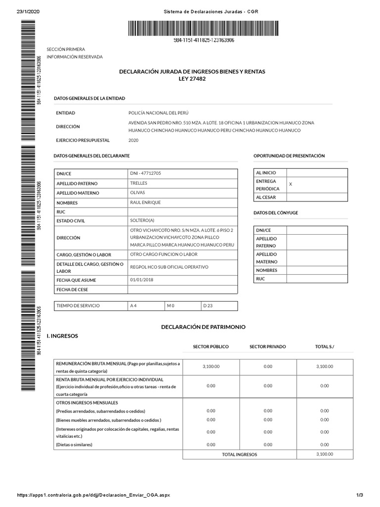 Sistema de Declaraciones Juradas - CGR | PDF | Bancos | Economias