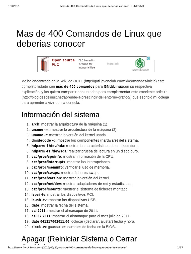Comandos Variados 400 Cerberus Linux PDF | PDF | Archivo de computadora ...