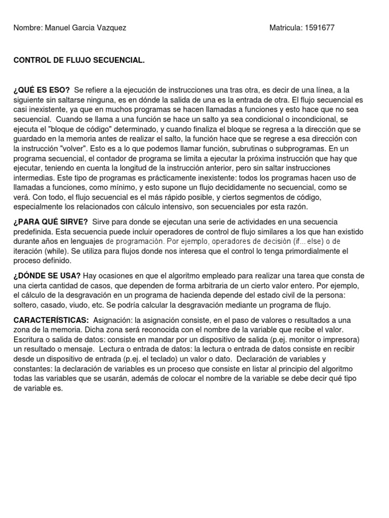 Control de Flujo Secuencial en Programación | PDF | Flujo de control ...