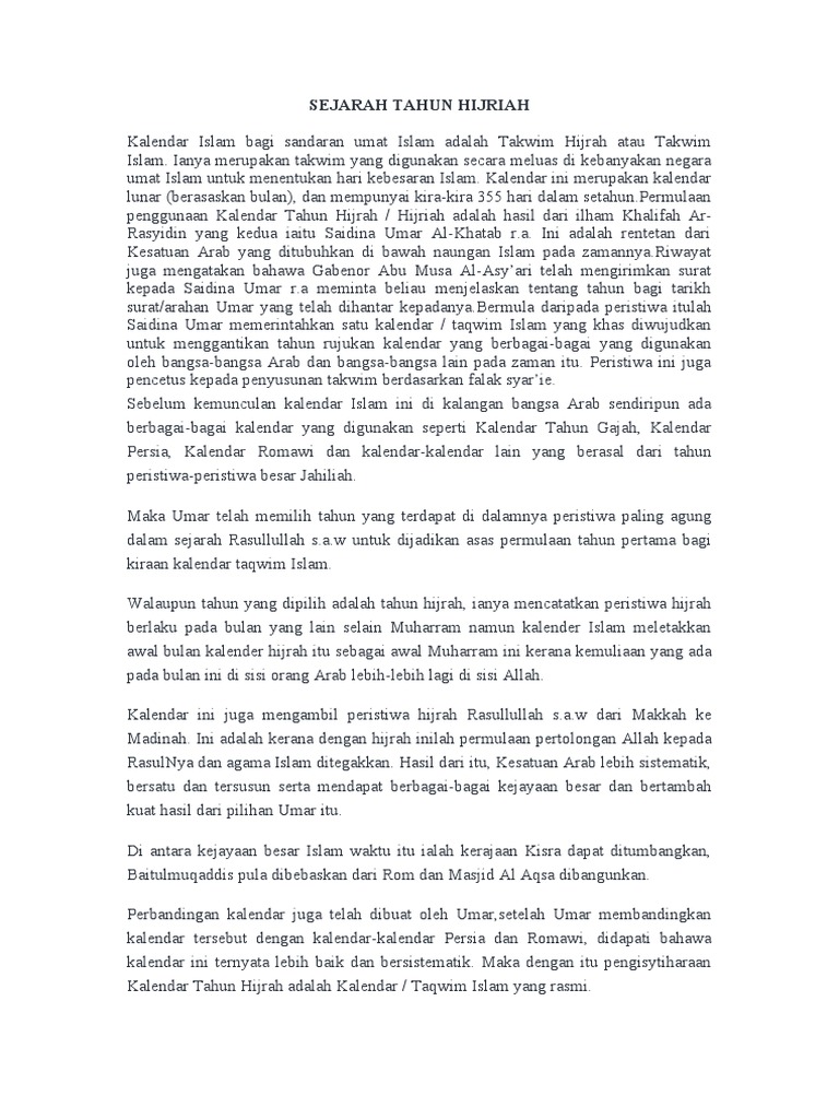 Sejarah Tahun Hijriah Pdf