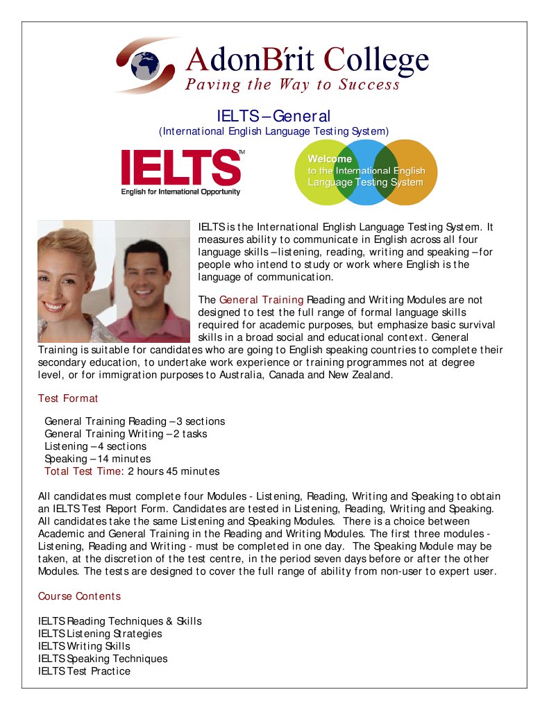 IELTS General Training Overview | PDF