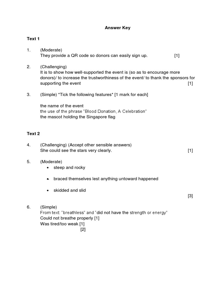 P - ERC 2018 N Level English P2 v2 Ans Key Final PDF | PDF | Coral Reef ...