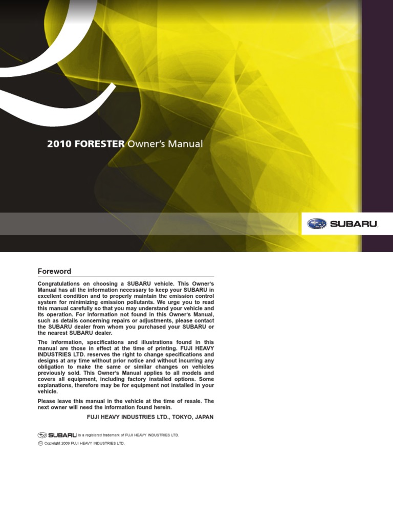 2007 SUBARU FORESTER OWNERS MANUAL PDF visual data 2