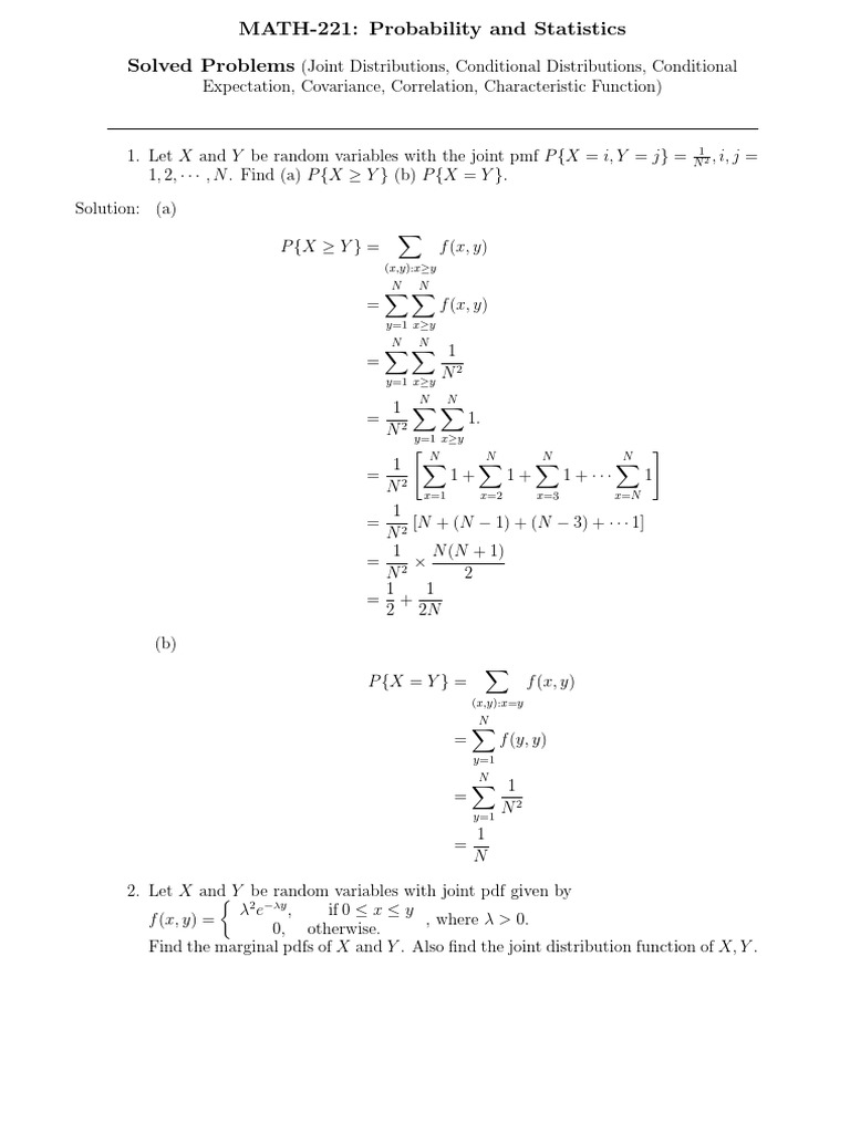 P S Solved Problems Probability Density Function Integer