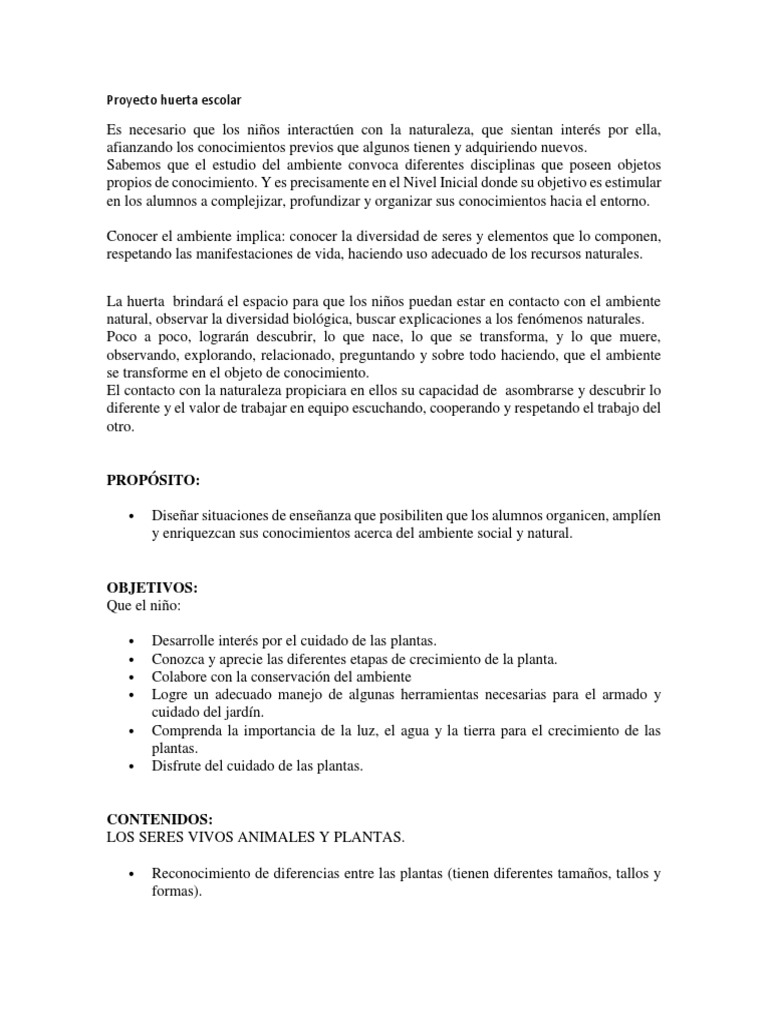 Proyecto Huerta Escolar para Niños | PDF | Siembra | Suelo, image size:768x1024