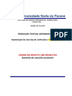 Implantação de Uma Loja de Confecções A "Chothes Store".