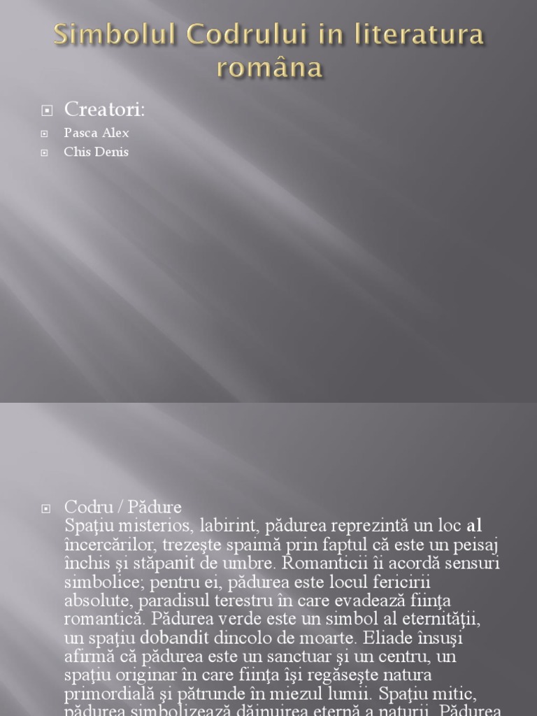 Simbolul Codrului in Literatura Româna | PDF