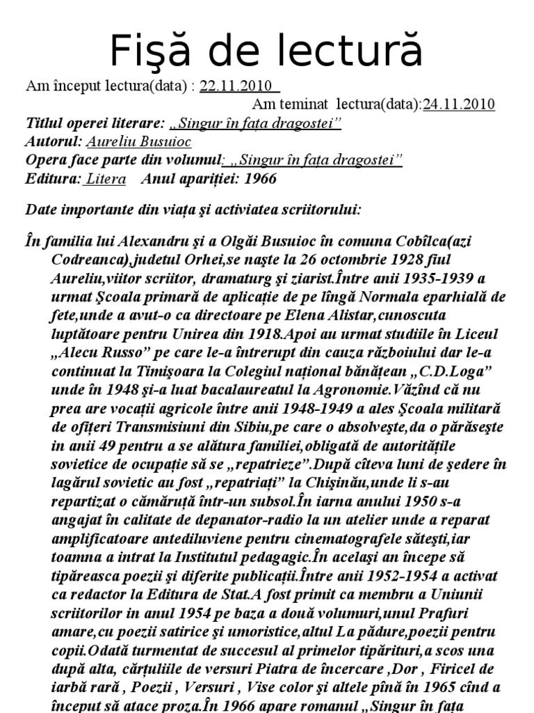 Fise De Lectura Clasa 5 Rezolvate Fisa de lectura