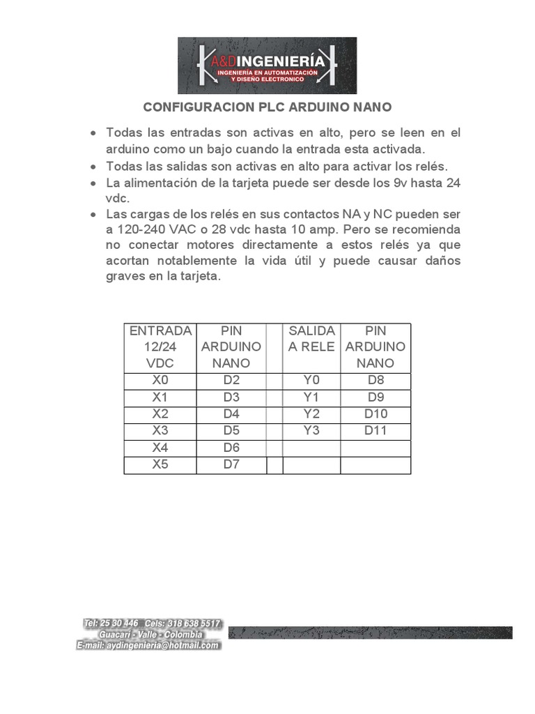 Configuración PLC Arduino Nano | PDF | Métodos y materiales de ...