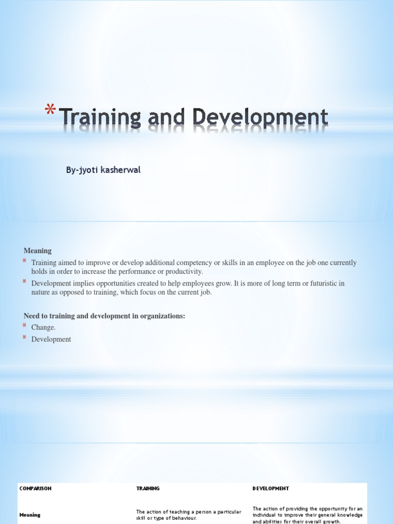 Training vs. Development in Organizations | PDF | Learning | Competence ...