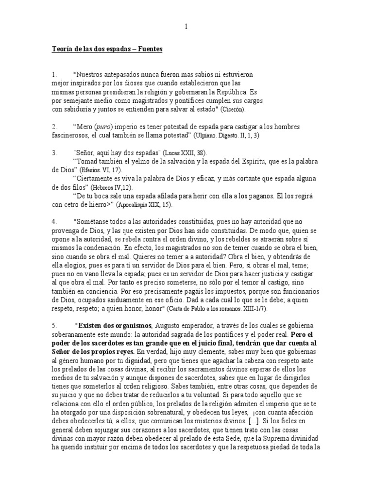 Teoría de Las Dos Espadas (Selección) PDF Sacerdote Alma