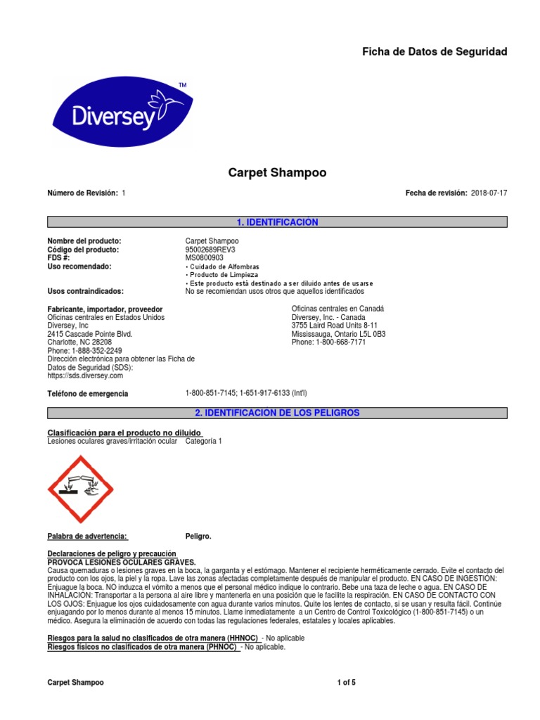 Diversey Carpet Shampoo Sds edu.svet.gob.gt