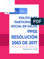 Politica Ppss Resolucion 2063 de 2017 Cartilla