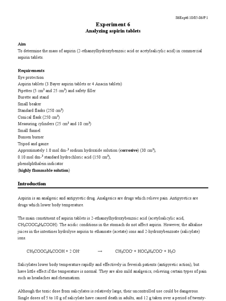😂 Acetylsalicylic acid naoh. CR Scientific Chemistry Experiments