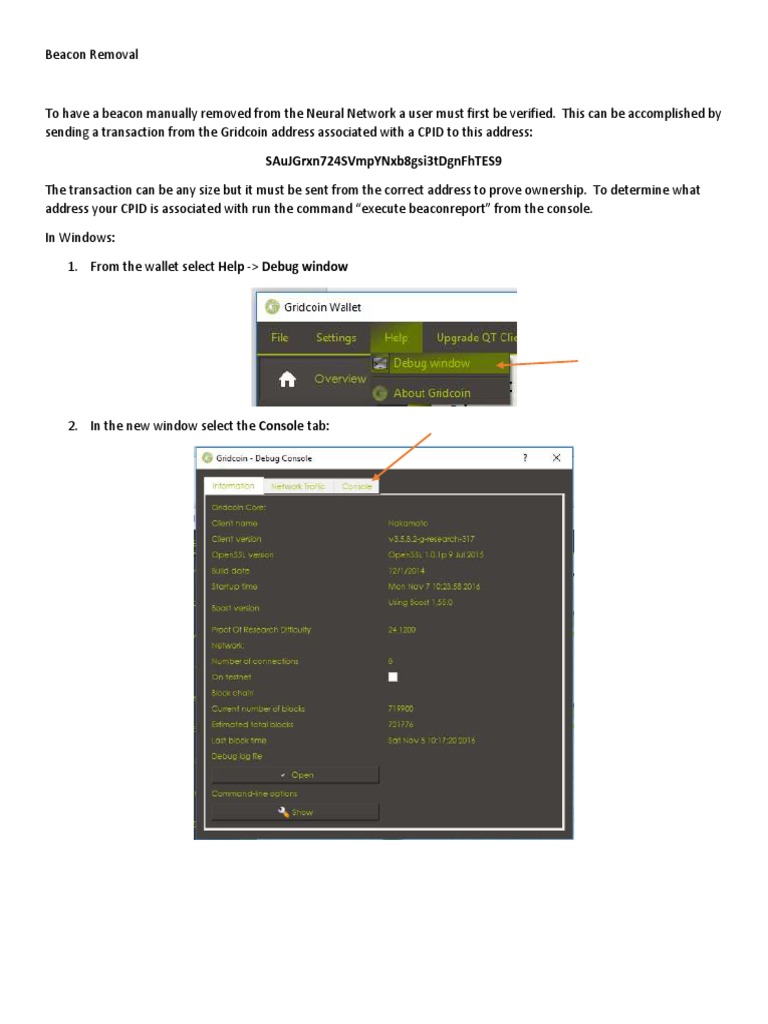 Manual Beacon Removal in Gridcoin | PDF | Command Line Interface ...