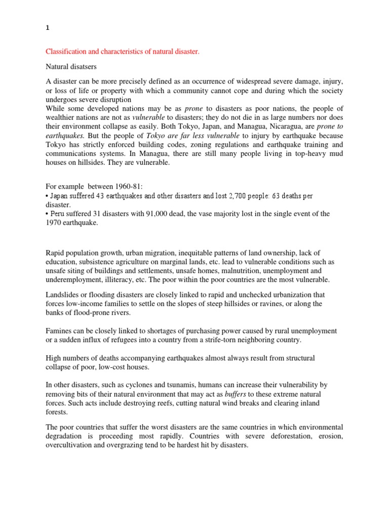 Disaster Classification Pdf Emergency Management Natural Disasters