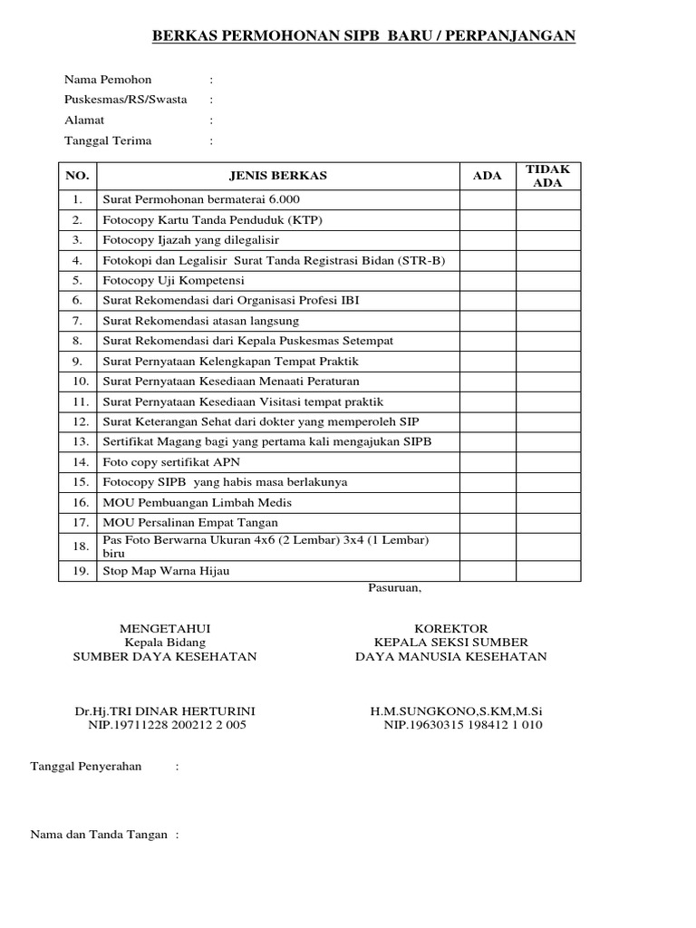Permohonan Sipb Terbaru Pdf