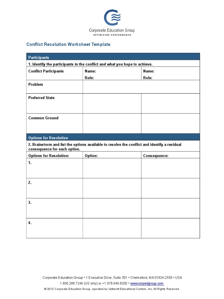 Conflict Resolution Worksheet Template | PDF | Business