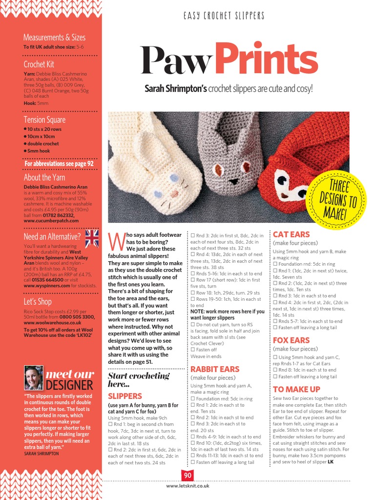 Crochet Animal Slippers PDF Crochet Yarn