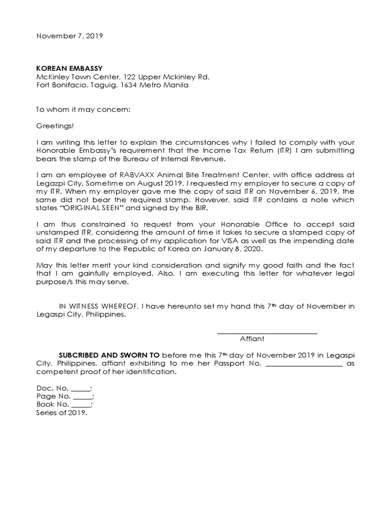 Letter To Korean Embassy PDF