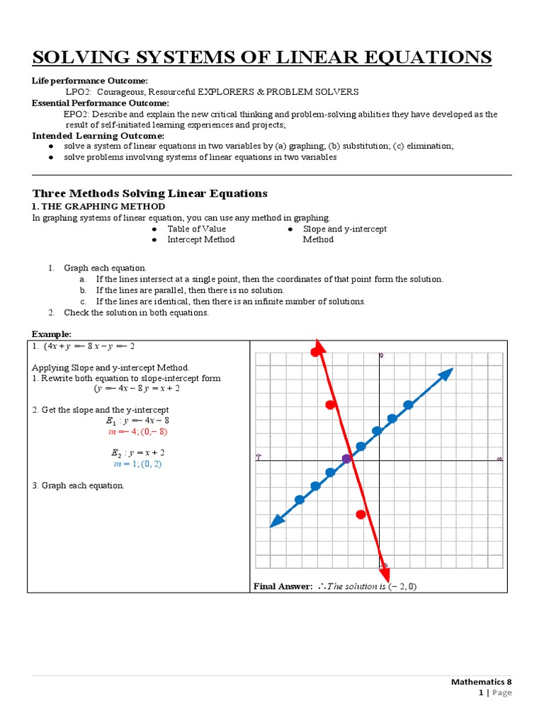 6.3 Systems of Linear Equation - Solving Systems of Linear Equations ...