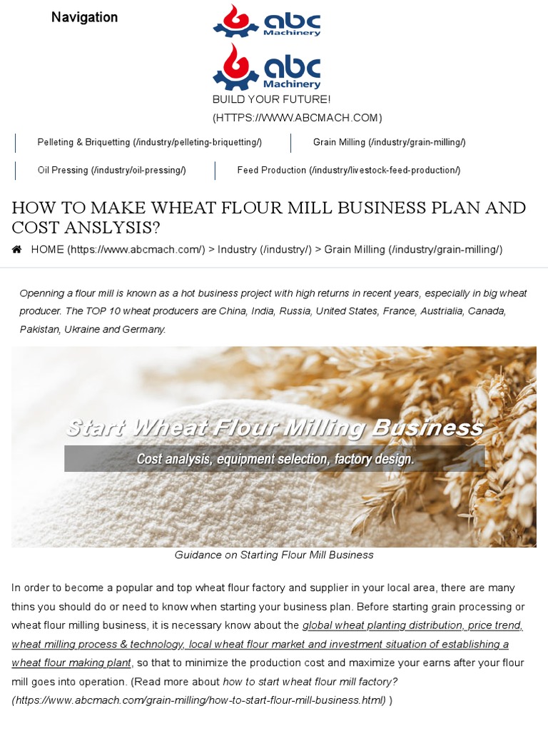 How To Make Wheat Flour Mill Business Plan and Cost Anslysis? (Factory