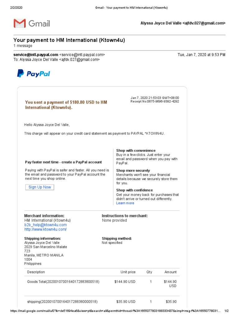 2 PDF Pay Pal Receipt