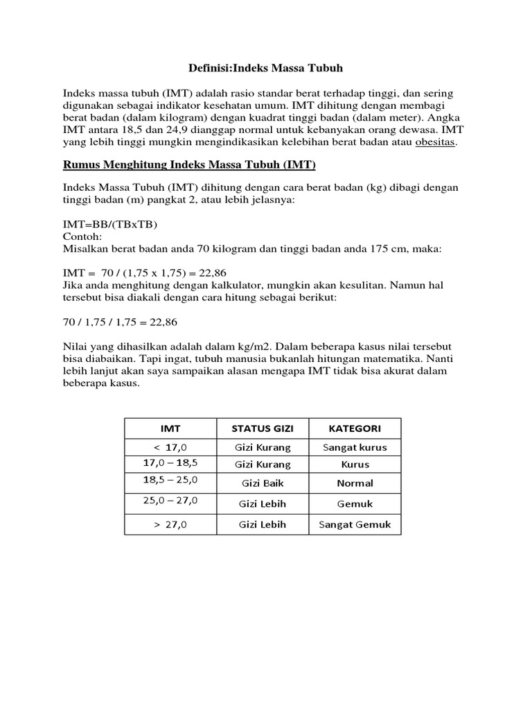 Cara Menghitung Imt | PDF