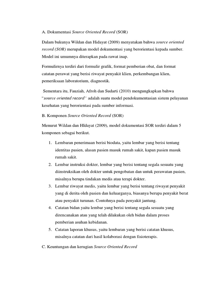 Panduan Source Oriented Record (SOR) | PDF
