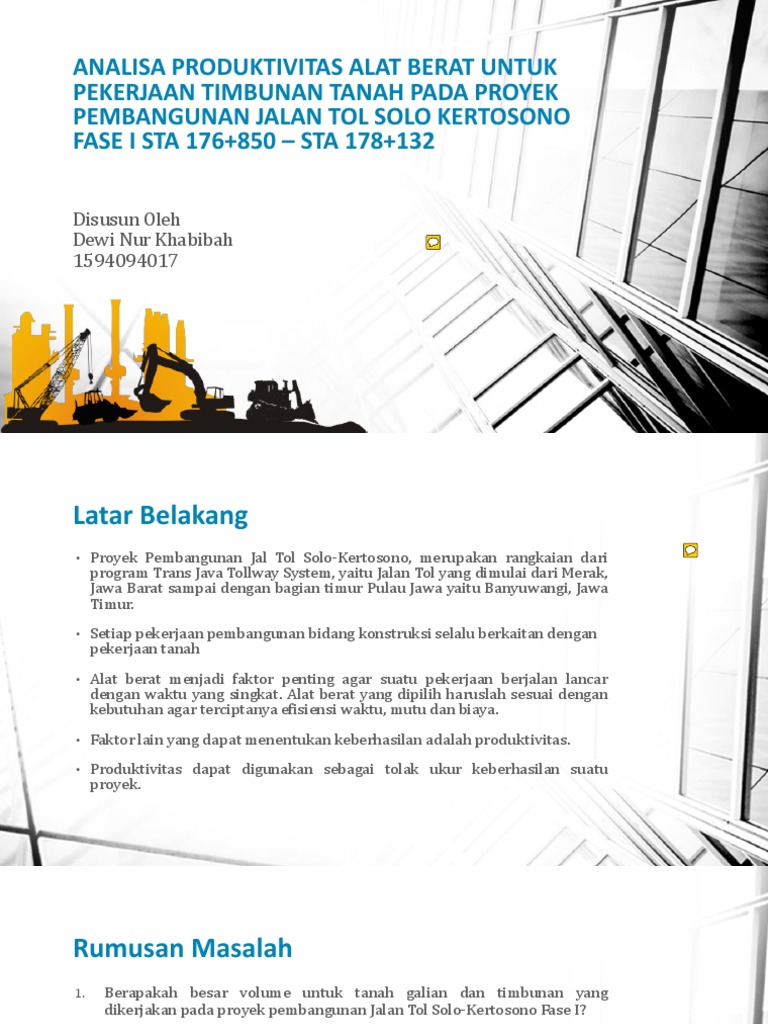 Analisa Produktivitas Alat Berat Untuk Pekerjaan Timbunan Tanah | PDF
