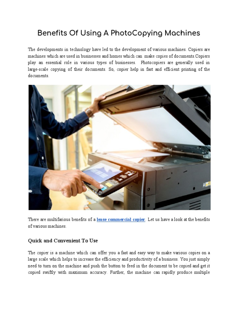 Benefits of Using A PhotoCopying Machines PDF Photocopier Printer