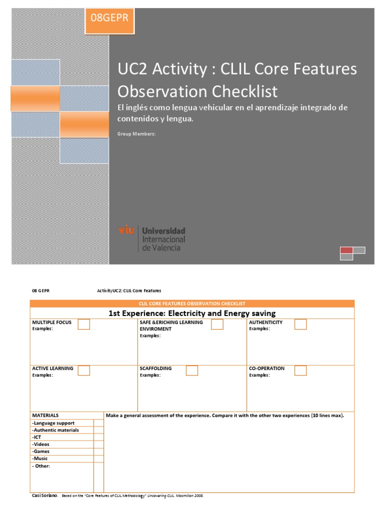 CLIL Observation Checklist for EYFS | PDF | Cognition | Learning