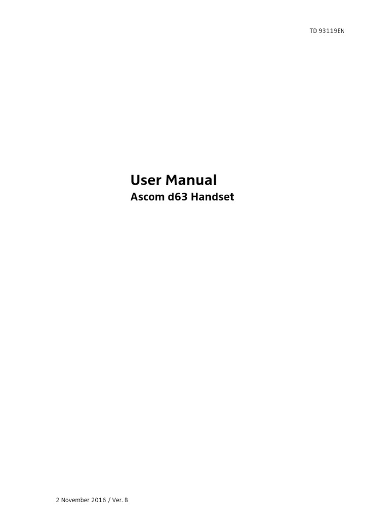 User Manual For Ascom d63 DECT Handset PDF | PDF | Battery Charger ...