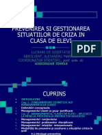 Prevenirea Si Gestionarea Situatiilor de Criza in Clasa