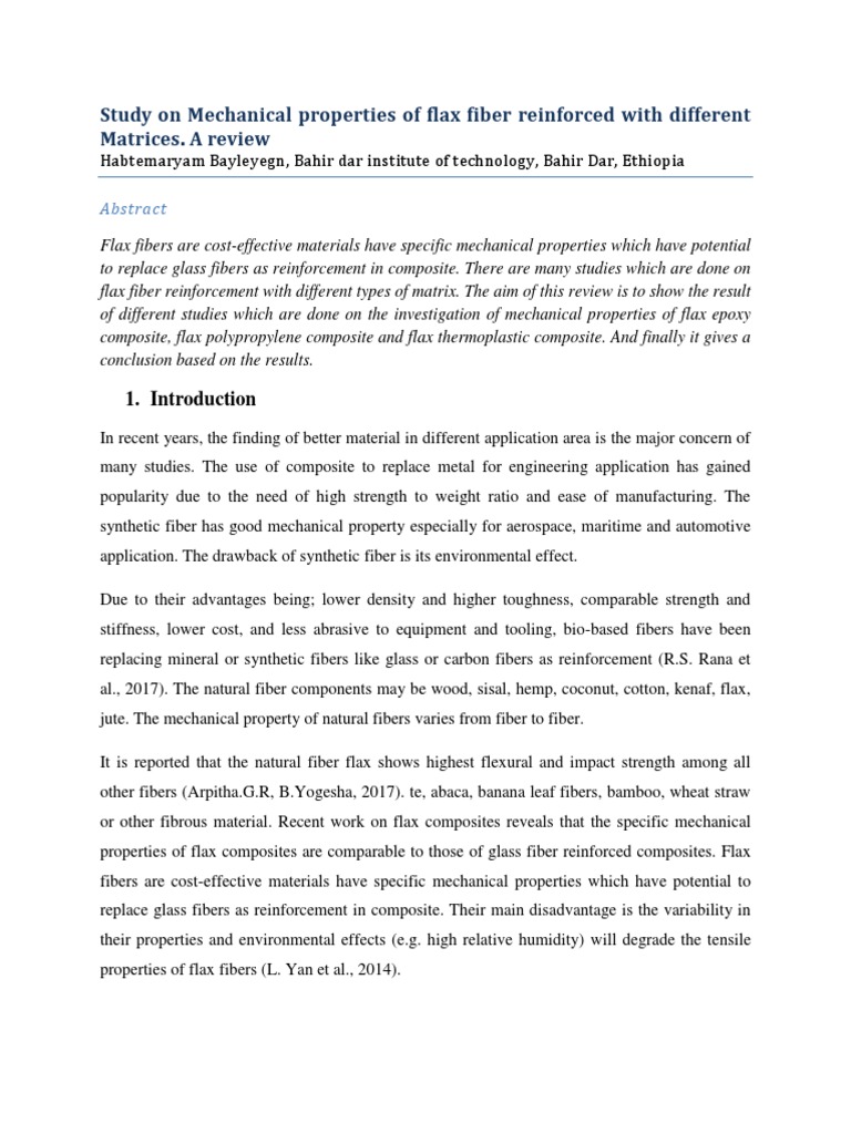 Study On Mechanical Properties of Flax Fiber Reinforced With Different ...